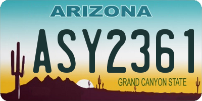 AZ license plate ASY2361