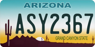 AZ license plate ASY2367