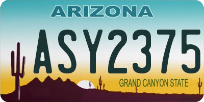 AZ license plate ASY2375