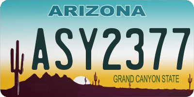 AZ license plate ASY2377