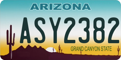 AZ license plate ASY2382
