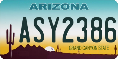 AZ license plate ASY2386