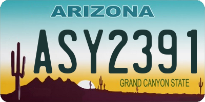 AZ license plate ASY2391