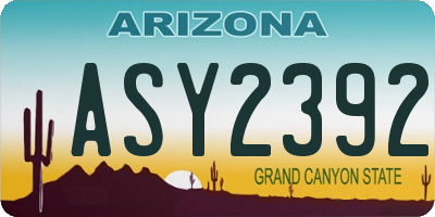 AZ license plate ASY2392