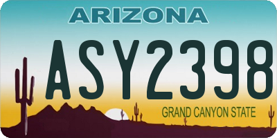 AZ license plate ASY2398