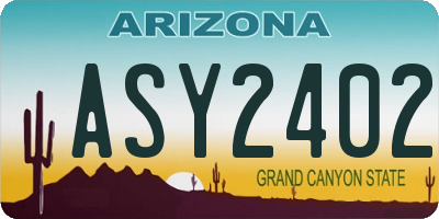 AZ license plate ASY2402