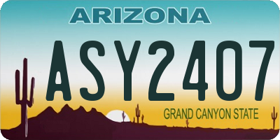 AZ license plate ASY2407