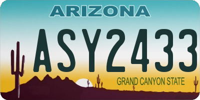 AZ license plate ASY2433