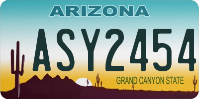 AZ license plate ASY2454