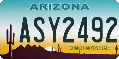 AZ license plate ASY2492