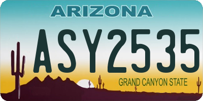 AZ license plate ASY2535