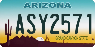 AZ license plate ASY2571