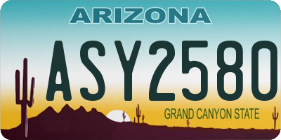 AZ license plate ASY2580