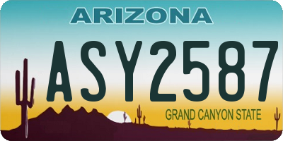AZ license plate ASY2587