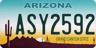 AZ license plate ASY2592