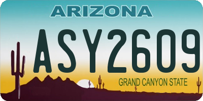 AZ license plate ASY2609