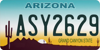 AZ license plate ASY2629