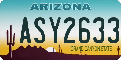 AZ license plate ASY2633