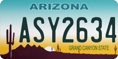 AZ license plate ASY2634
