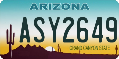 AZ license plate ASY2649