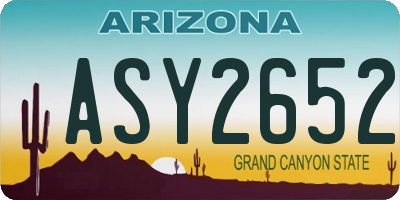 AZ license plate ASY2652