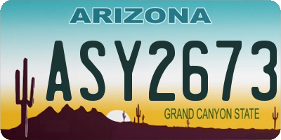 AZ license plate ASY2673