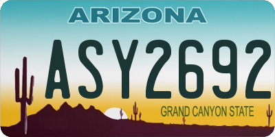 AZ license plate ASY2692