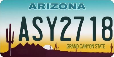 AZ license plate ASY2718