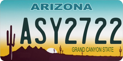 AZ license plate ASY2722