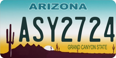 AZ license plate ASY2724