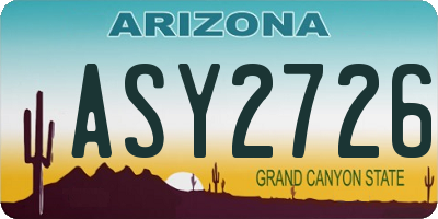 AZ license plate ASY2726