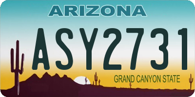 AZ license plate ASY2731