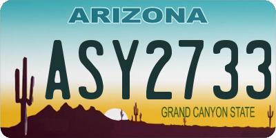 AZ license plate ASY2733