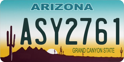 AZ license plate ASY2761