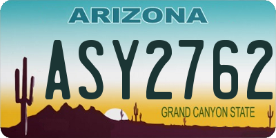 AZ license plate ASY2762