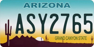 AZ license plate ASY2765