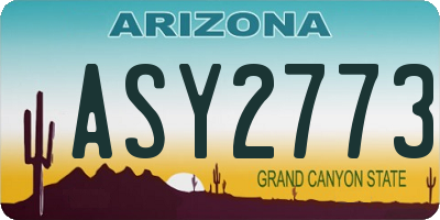 AZ license plate ASY2773