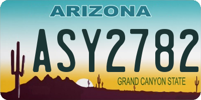 AZ license plate ASY2782