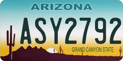 AZ license plate ASY2792