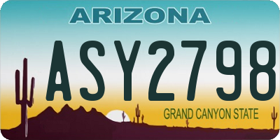 AZ license plate ASY2798