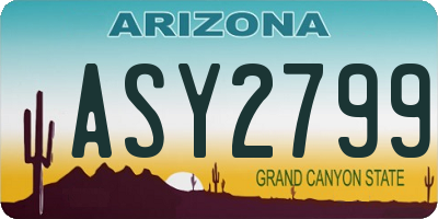 AZ license plate ASY2799