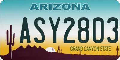 AZ license plate ASY2803