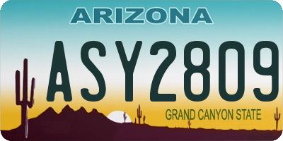 AZ license plate ASY2809