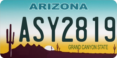 AZ license plate ASY2819