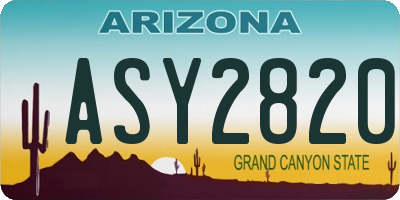 AZ license plate ASY2820