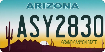 AZ license plate ASY2830
