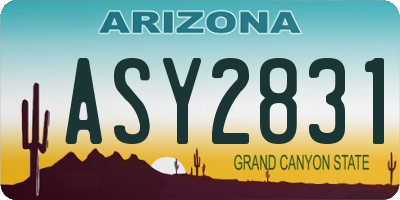 AZ license plate ASY2831