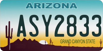 AZ license plate ASY2833