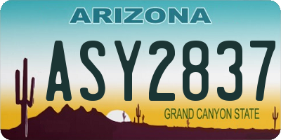 AZ license plate ASY2837