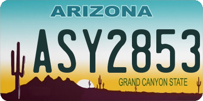 AZ license plate ASY2853